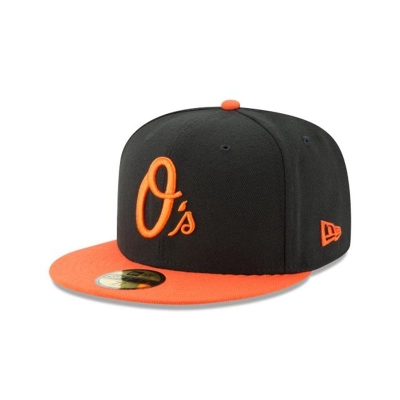 Black Baltimore Orioles Hat - New Era MLB Authentic Collection 59FIFTY Fitted Caps USA9260174